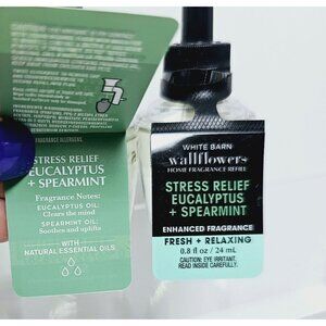 3 STRESS RELIEF Eucalyptus Spearmint Bath Body Works Wallflower Refill Bulbs NEW
